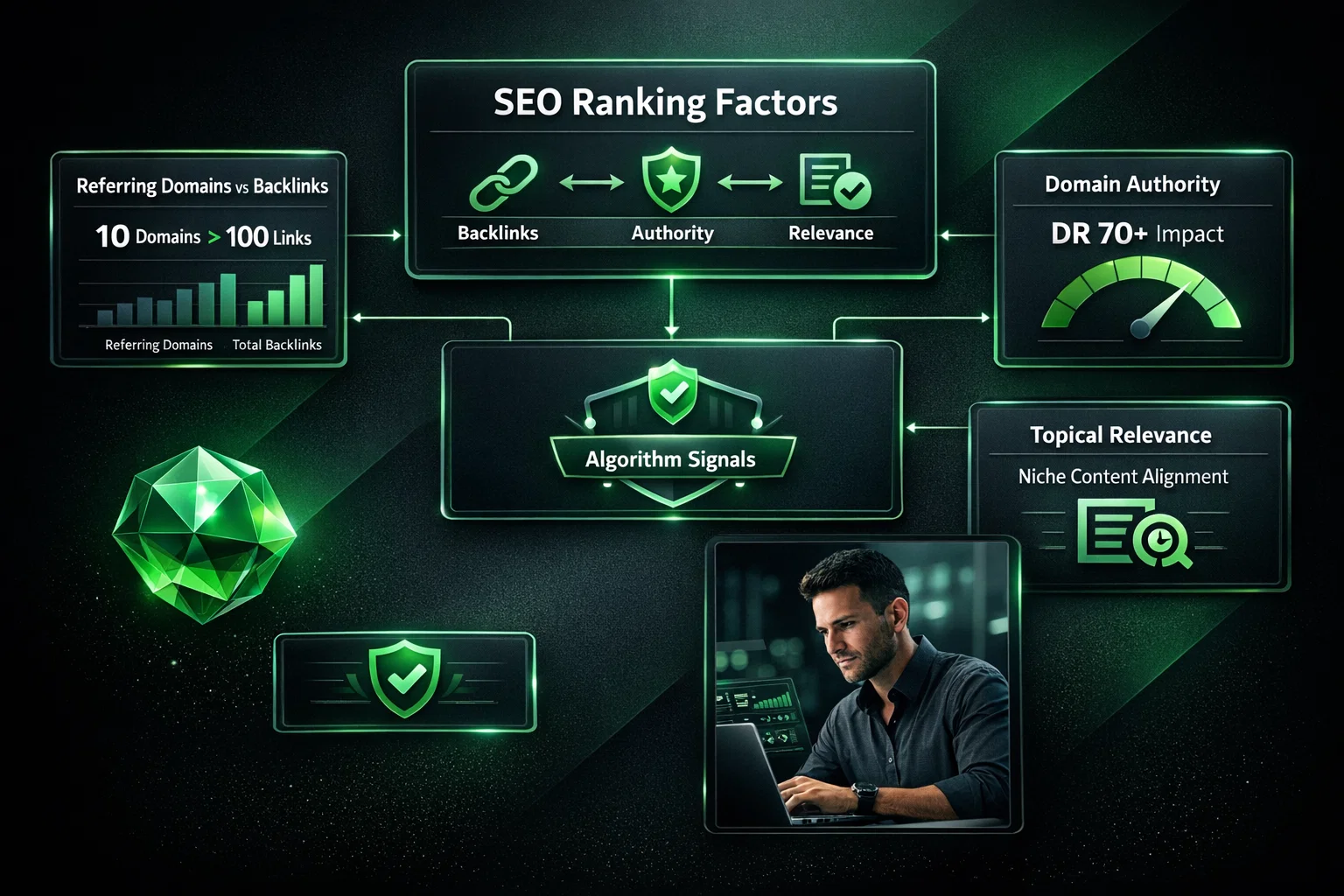 Backlink growth curve from Top 10 to #1 Google ranking positions