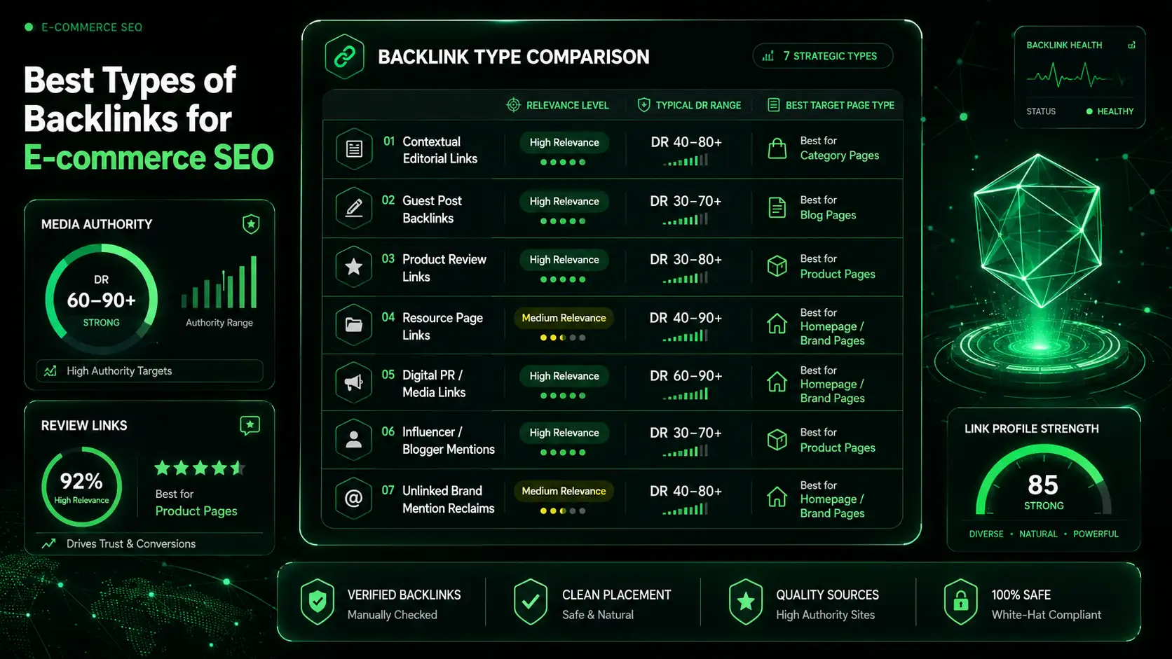 Best backlink types for e-commerce SEO with target pages and relevance levels. Best backlink types for e-commerce SEO with target pages and relevance levels.