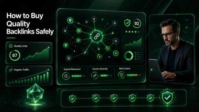 Quality backlink analysis dashboard for safe SEO link building.