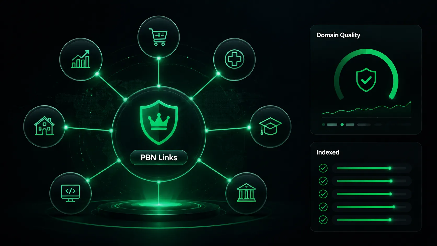 Authority dashboard showing competitive industries benefiting from strategic backlink campaigns.