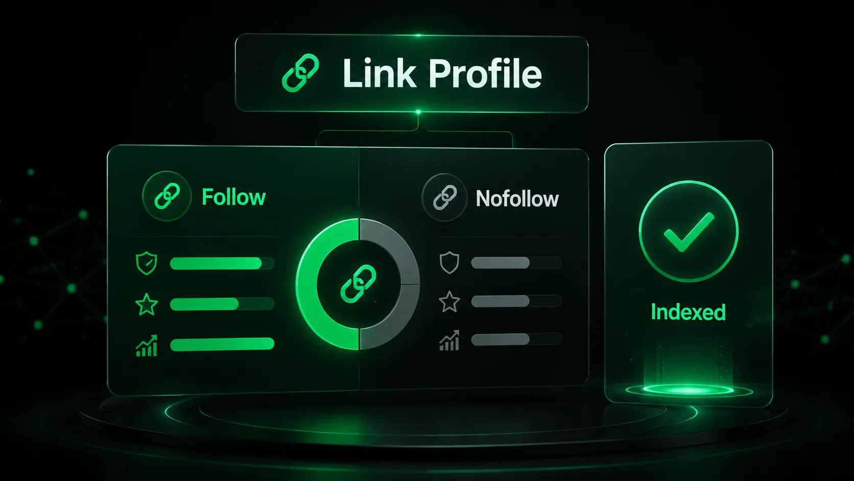 Comparison dashboard showing balanced follow and nofollow link attributes.