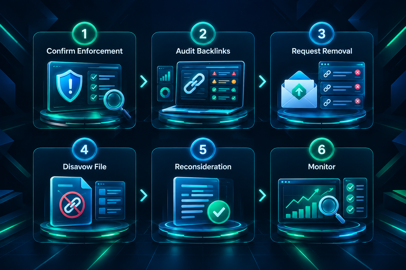 Six-step PBN manual action recovery process from confirmation to monitoring