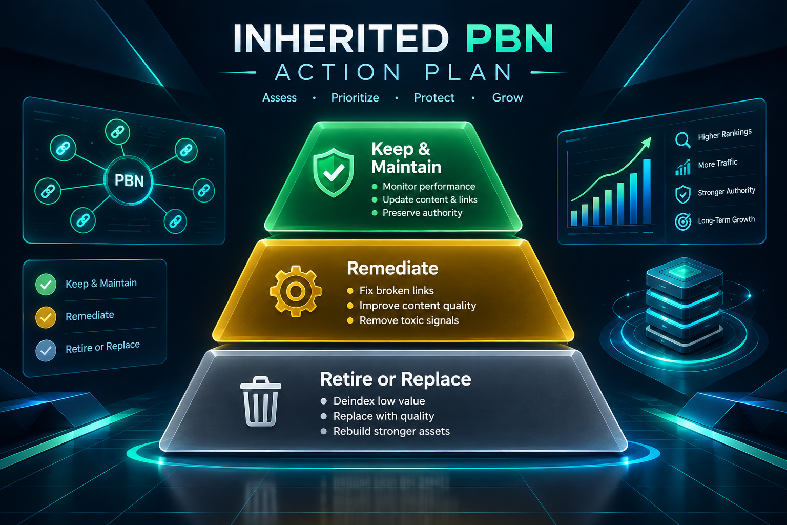 Three-tier PBN audit action plan: keep and maintain, remediate, and retire or replace