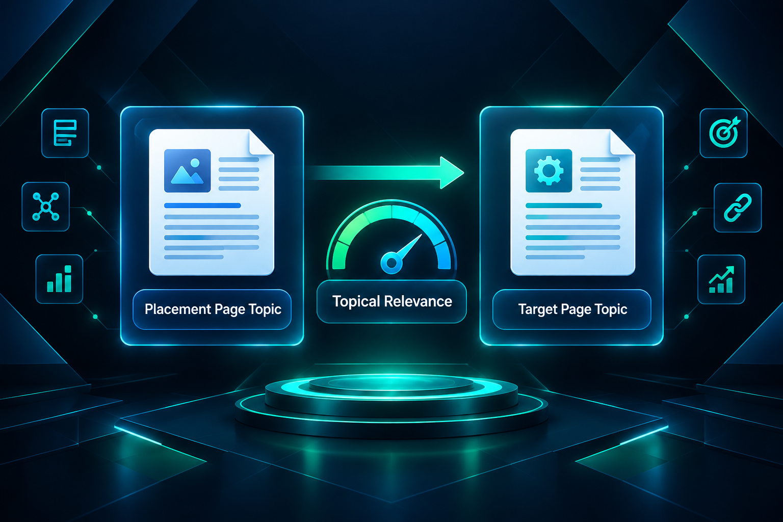 Diagram showing topical relevance alignment between a PBN placement page and a target page
