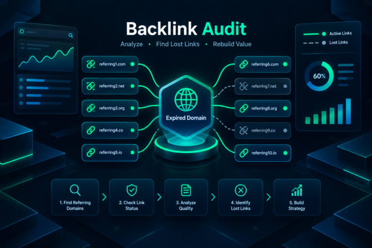 Evaluating lost backlinks on an expired PBN domain backlink audit illustration